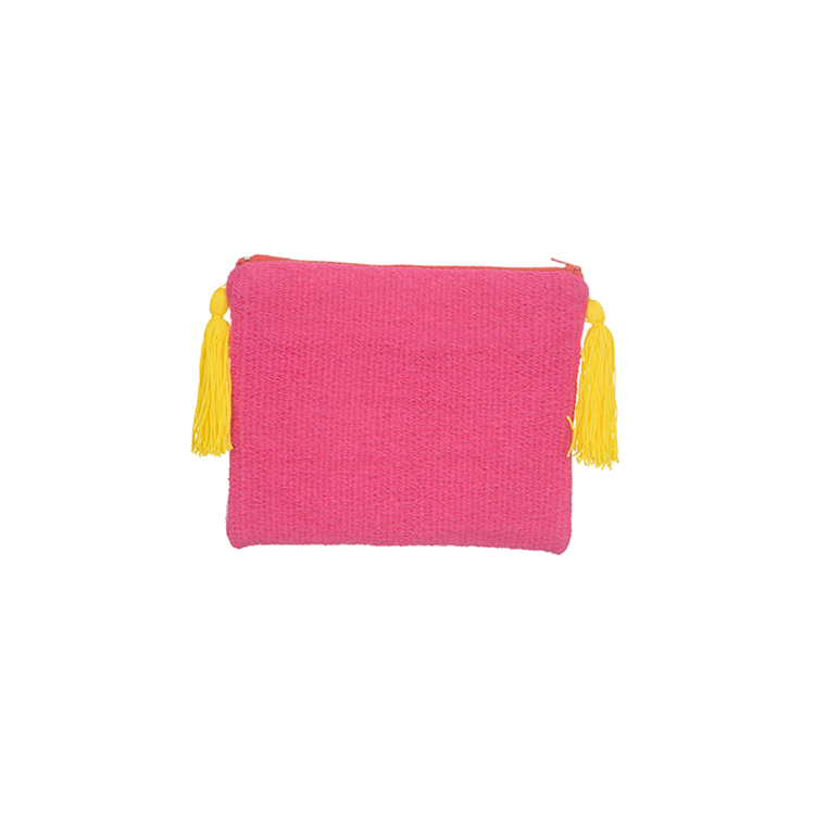 Fuchsia Pink Floral Embroidered Clutch