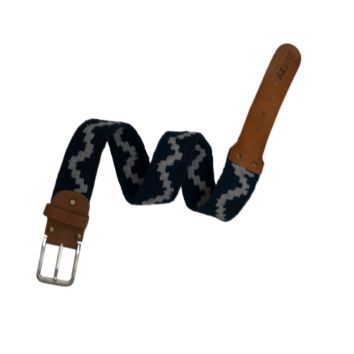 Monochrome Zigzag Woven Leather Belt