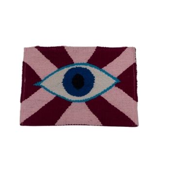 Pink & Burgundy Evil Eye Rays Embroidered Clutch