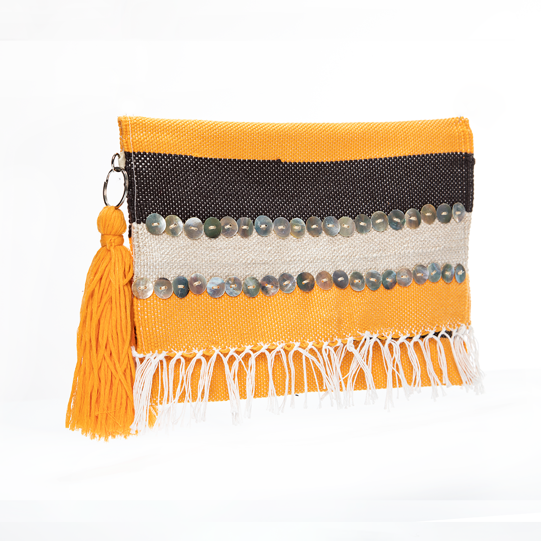 Amber Orange Fringe Clutch