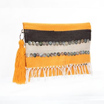 Amber Orange Fringe Clutch
