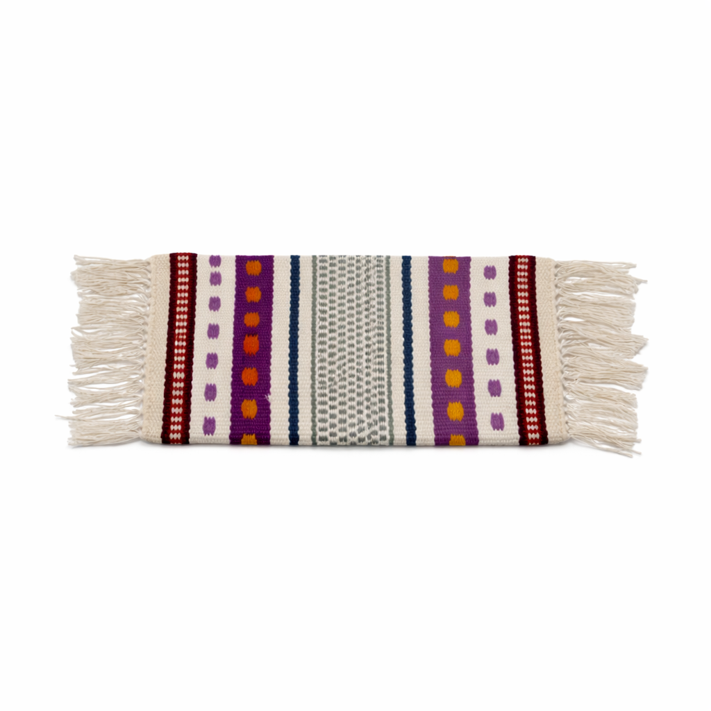 Cream Geometric Sidefringe Flap Clutch