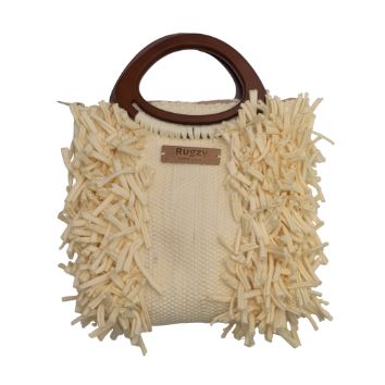 Cream White Fringe Tote Bag