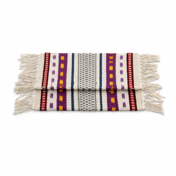 Cream Geometric Sidefringe Flap Clutch