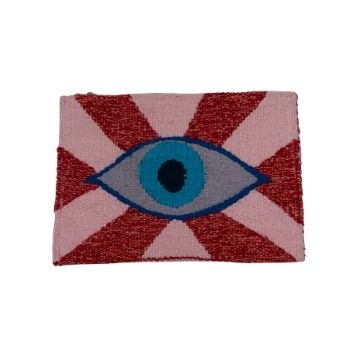 Pink & Red Evil Eye Rays Embroidered Clutch