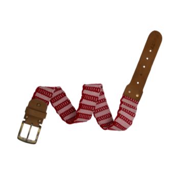 Red Pattern Woven Leather Belt
