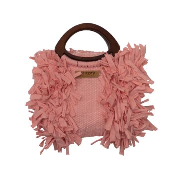 Salmon Pink Fringe Tote Bag