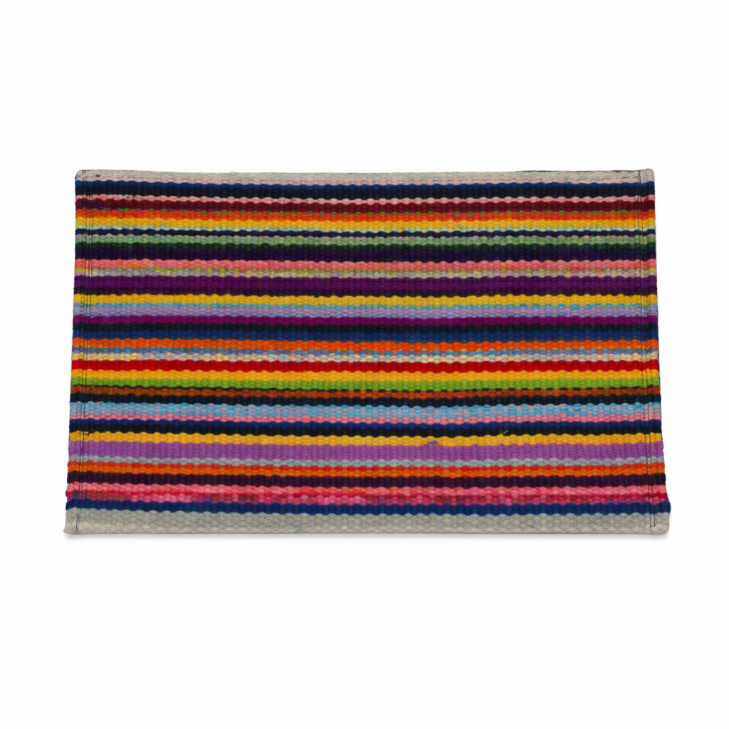 Multicolor Rainbow Striped Geometric Zipper Kilim Clutch