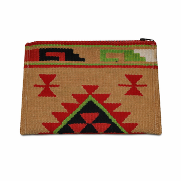 Tan & Red Aztec Geometric Zipper Kilim Clutch