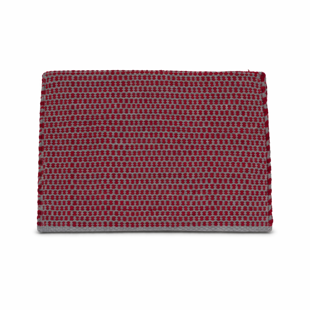 Grey & Red Aztec Geometric Zipper Kilim Clutch