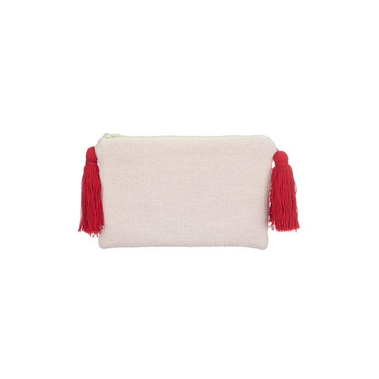 Cream Floral Embroidered Clutch
