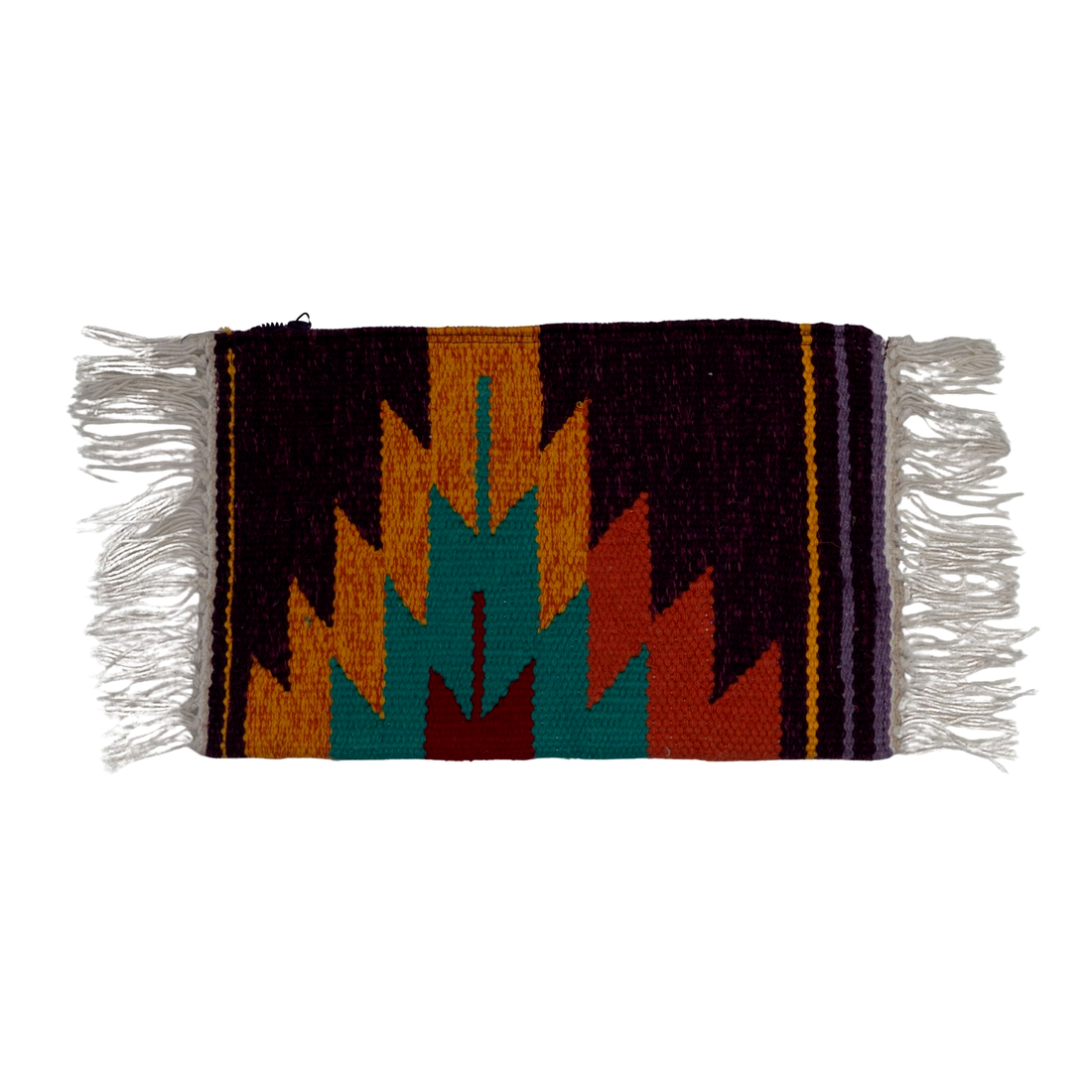 Dark Purple Aztec Rays Sidefringe Flap Clutch