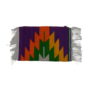 Purple Aztec Rays Sidefringe Flap Clutch