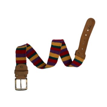 Rainbow Striped Woven Leather Belt
