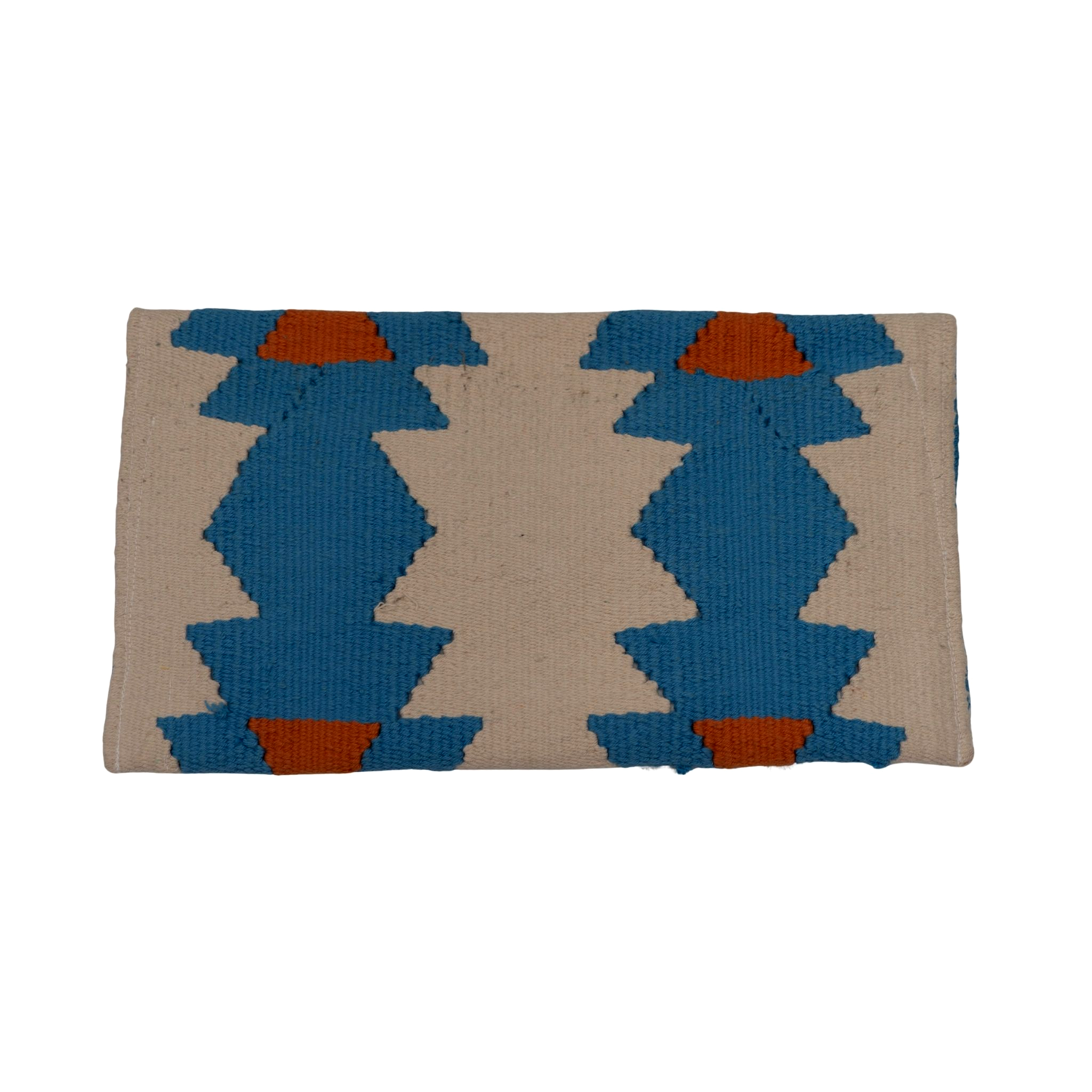 Geometric Flap Handwoven Kilim Clutch — Teal & Burnt Orange
