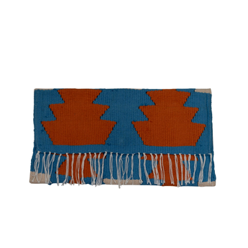 Geometric Flap Handwoven Kilim Clutch — Teal & Burnt Orange
