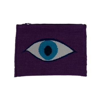 Purple Evil Eye Embroidered Clutch