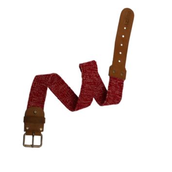 Red Textured Woven Leather Belt