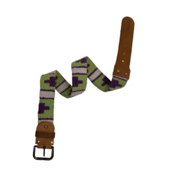Cross Pattern Contrast Woven Leather Belt