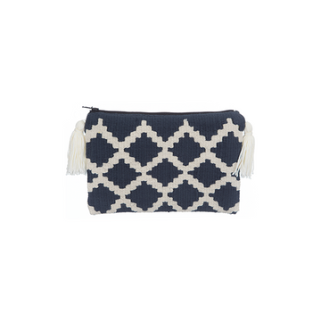 Navy Blue Moroccan Embroidered Clutch