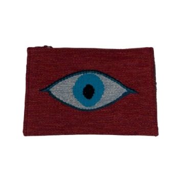 Burgundy Evil Eye Embroidered Clutch