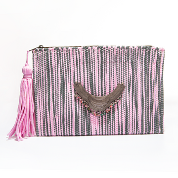 Pink & Grey Kilim Clutch