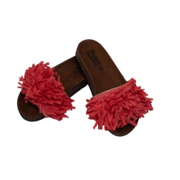 Coral Fringe Flat Slides
