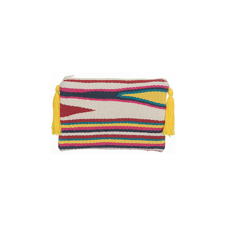 Multicolor Striped Embroidered Clutch