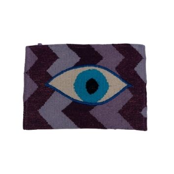 Purple & Grey Evil Eye Zigzag Embroidered Clutch