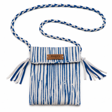 Hand-Loomed Wavy Crossbody Bag | Navy & White — Two-Tone Strap
