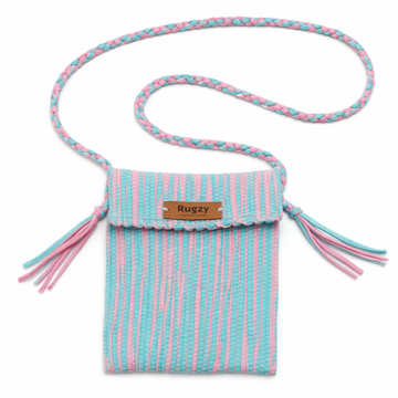 Hand-Loomed Wavy Crossbody Bag | Mint & Baby Pink — Two-Tone Strap