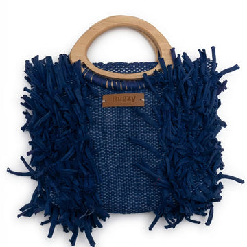 Navy Blue Fringe Tote Bag