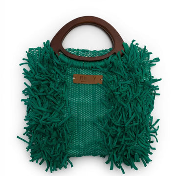 Emerald Green Fringe Tote Bag