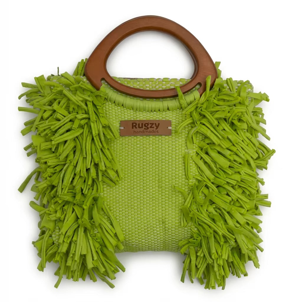 Lime Green Fringe Tote Bag
