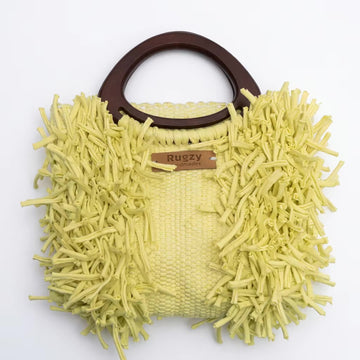 Lemon Yellow Fringe Tote Bag