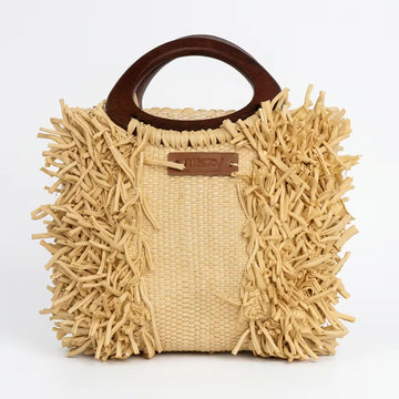 Natural Beige Fringe Tote Bag