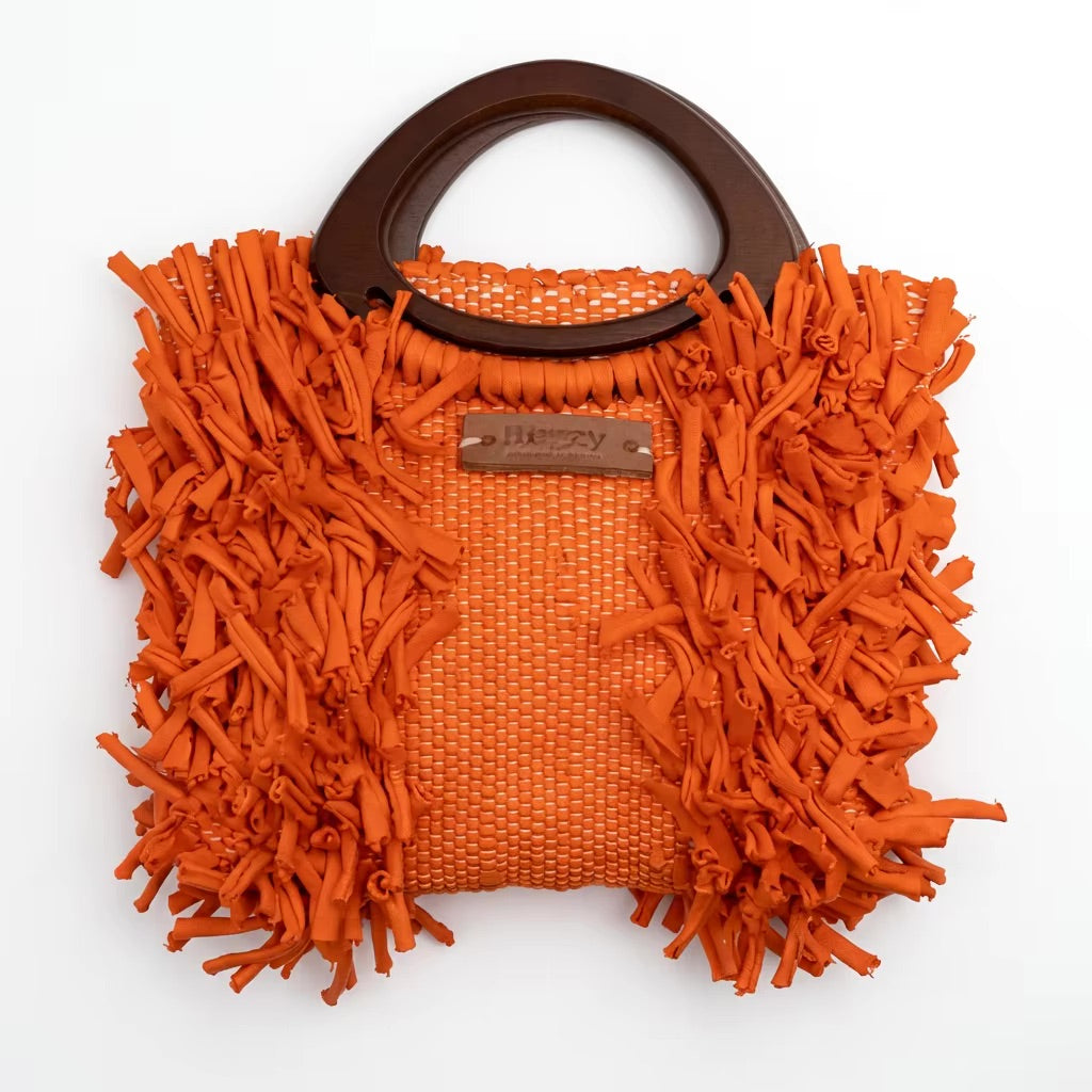 Tangerine Orange Fringe Tote Bag