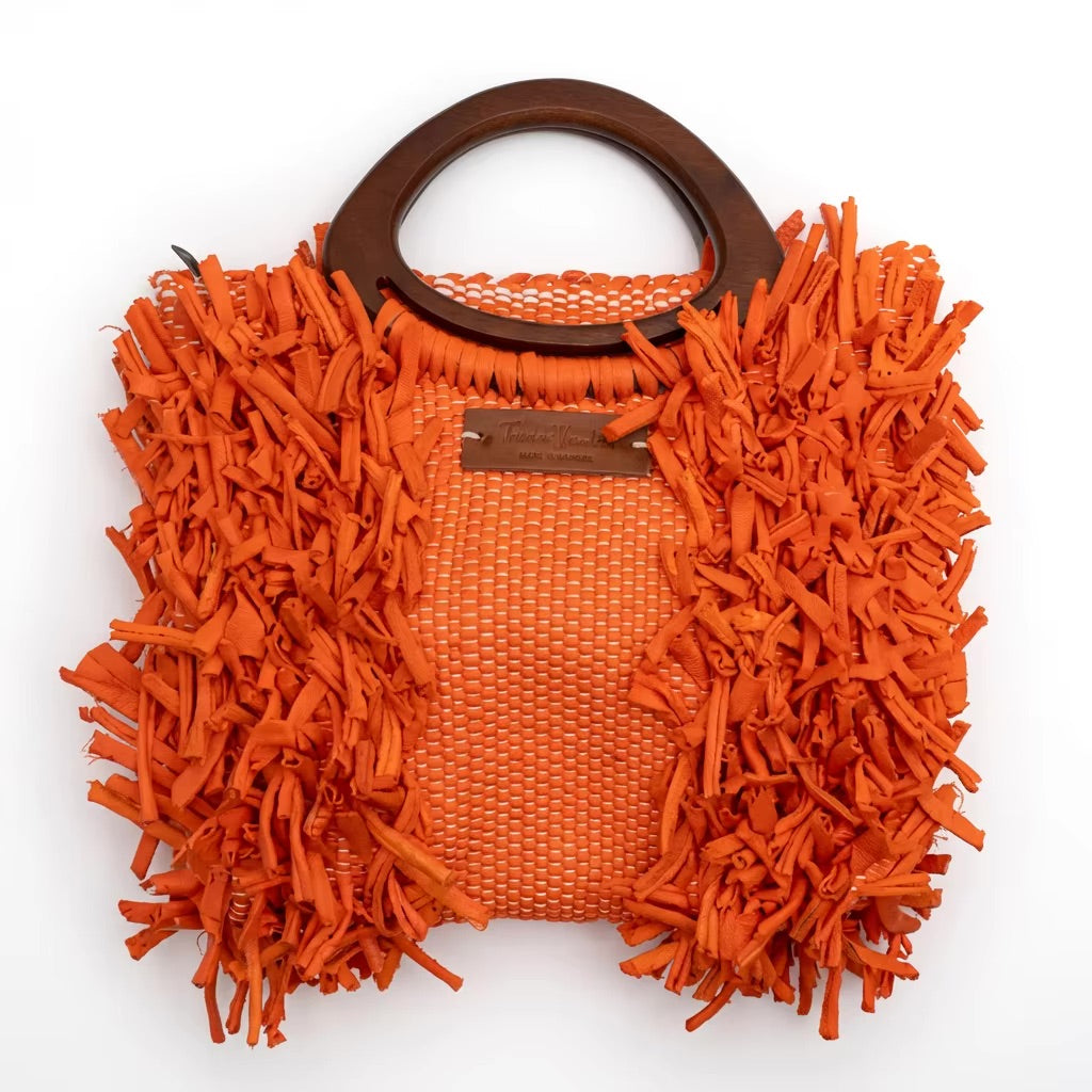 Burnt Orang Fringe Tote Bag