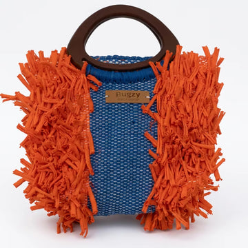 Orange & Blue Fringe Tote Bag