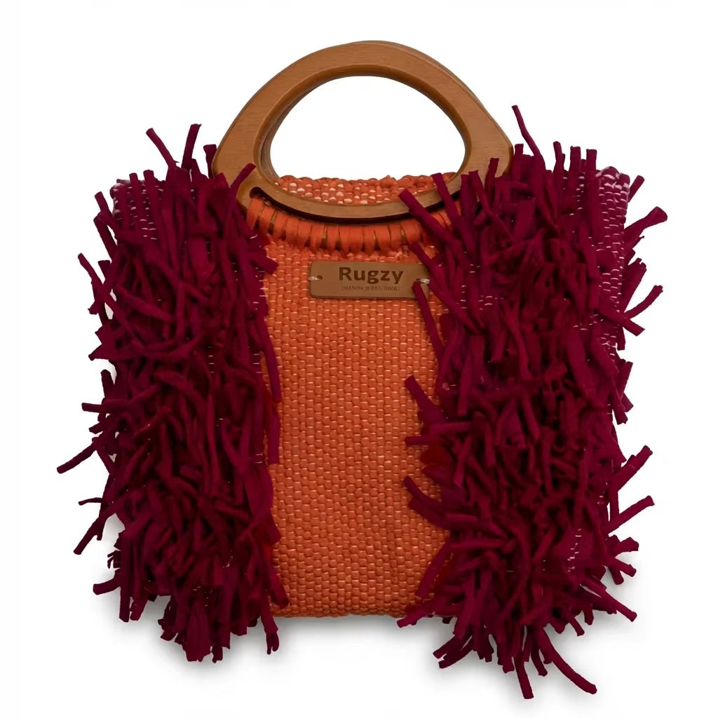 Red & Orange Fringe Tote Bag