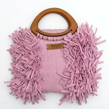 Lilac Pink Fringe Tote Bag