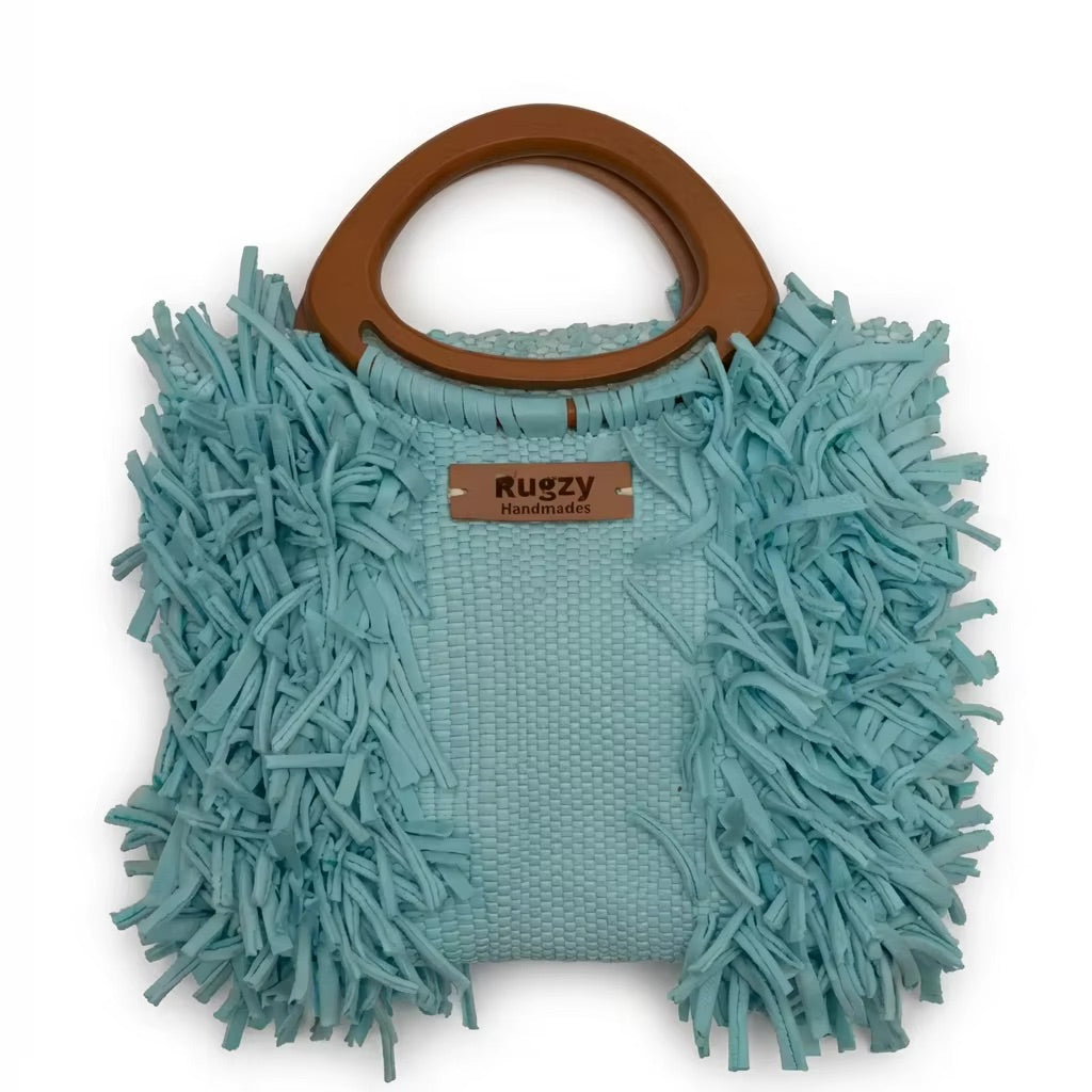 Mint Turquoise Fringe Tote Bag