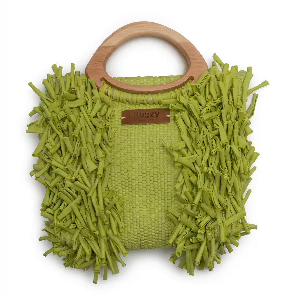 Chartreuse Green  Fringe Tote Bag