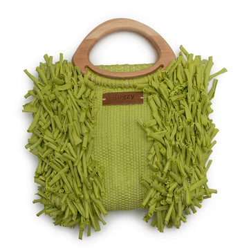 Chartreuse Green  Fringe Tote Bag