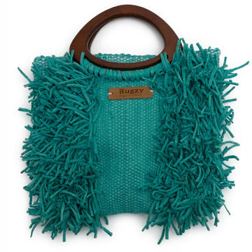 Teal Green Fringe Tote Bag