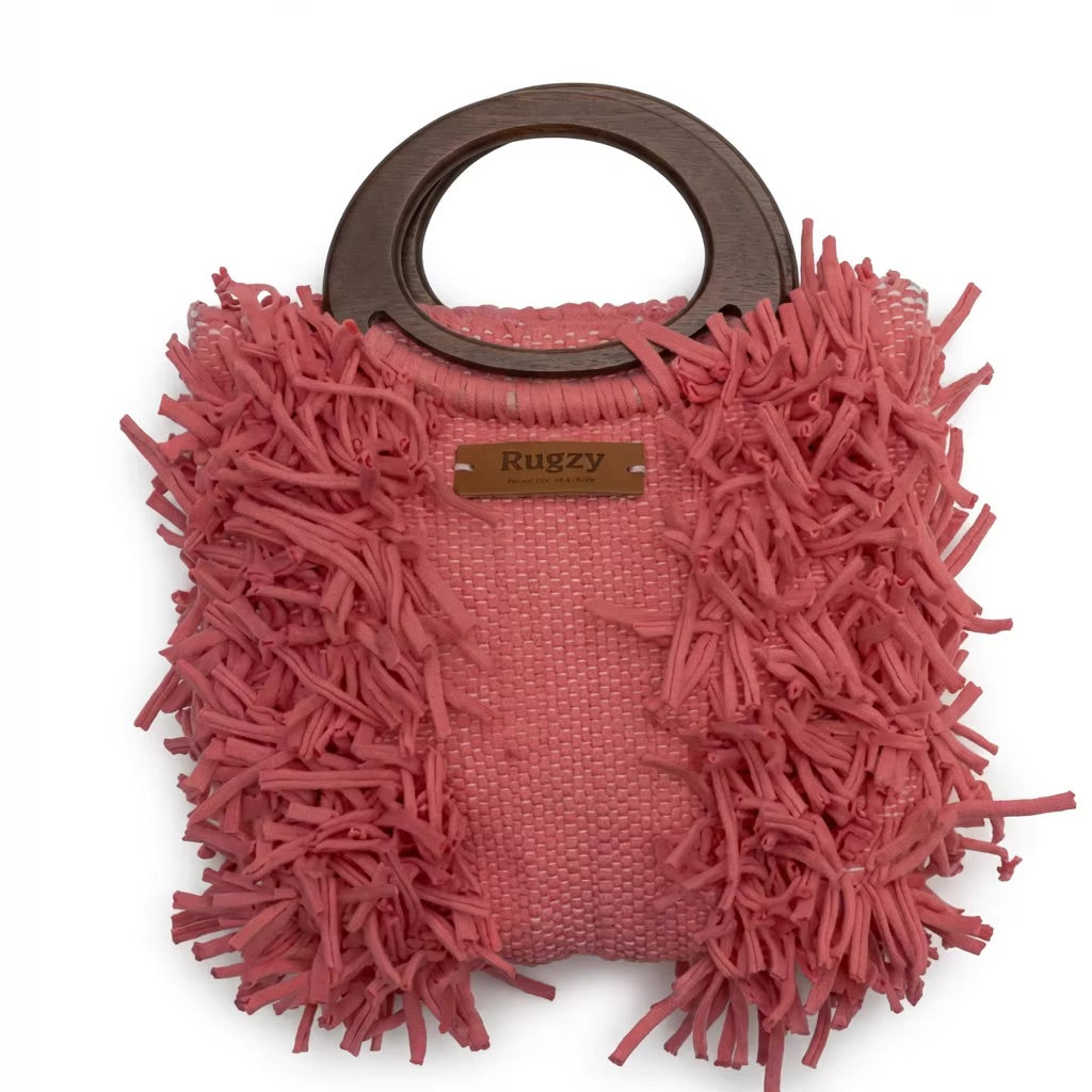 Coral Pink Fringe Tote Bag