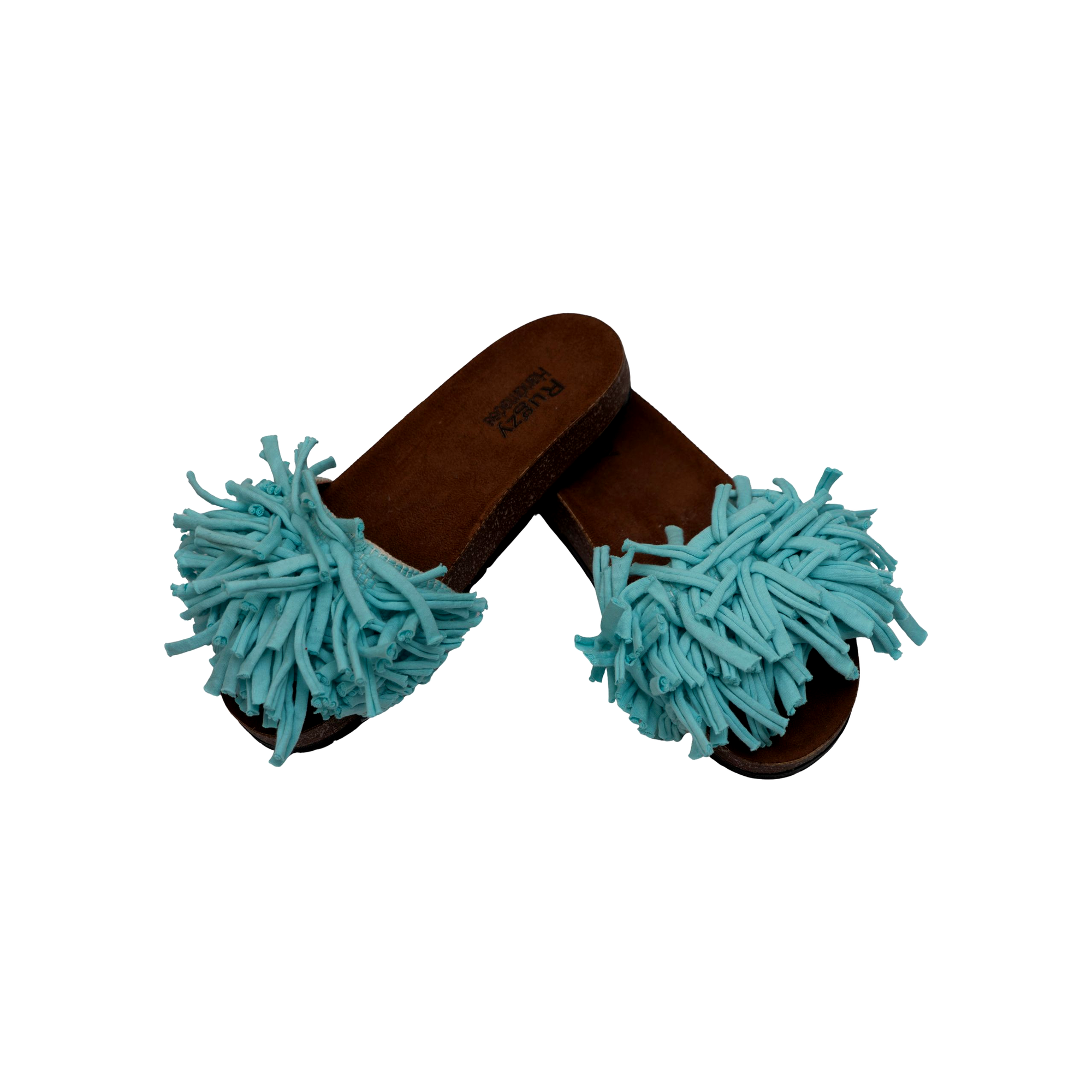 Baby Blue  Fringe Flat Slides