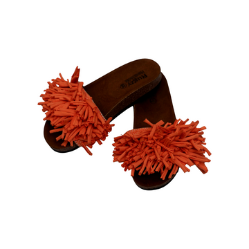 Orange Fringe Flat Slides