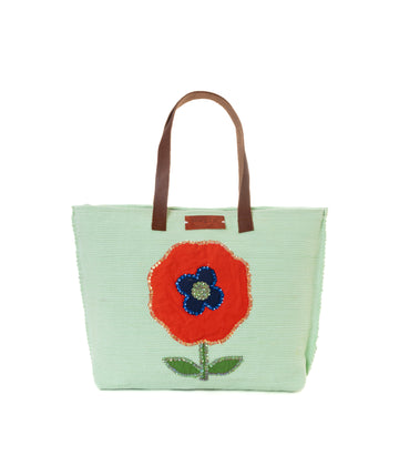 Mint Green Sequin Poppy Beach Tote