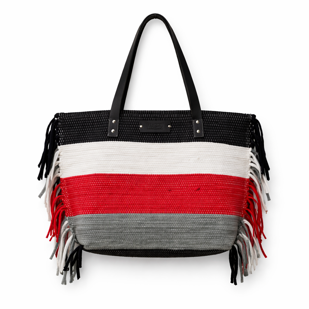 Monochrome Contrast Woven Tote Bag